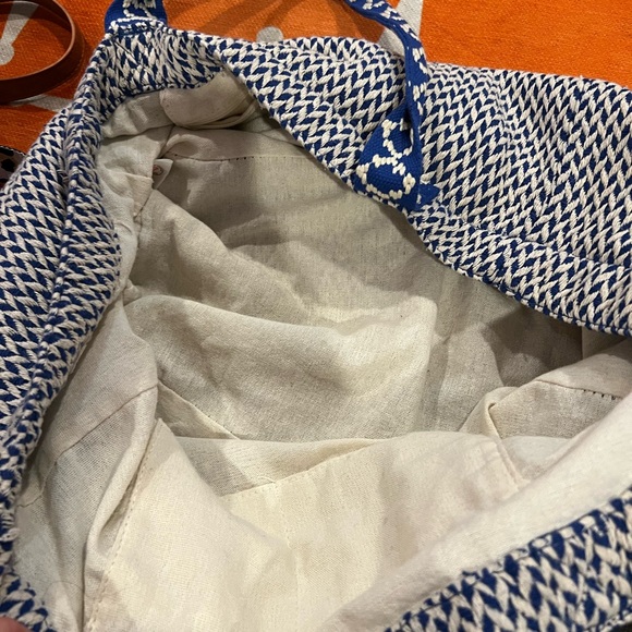 Navy and White Beach Tote - Picture 4 of 4